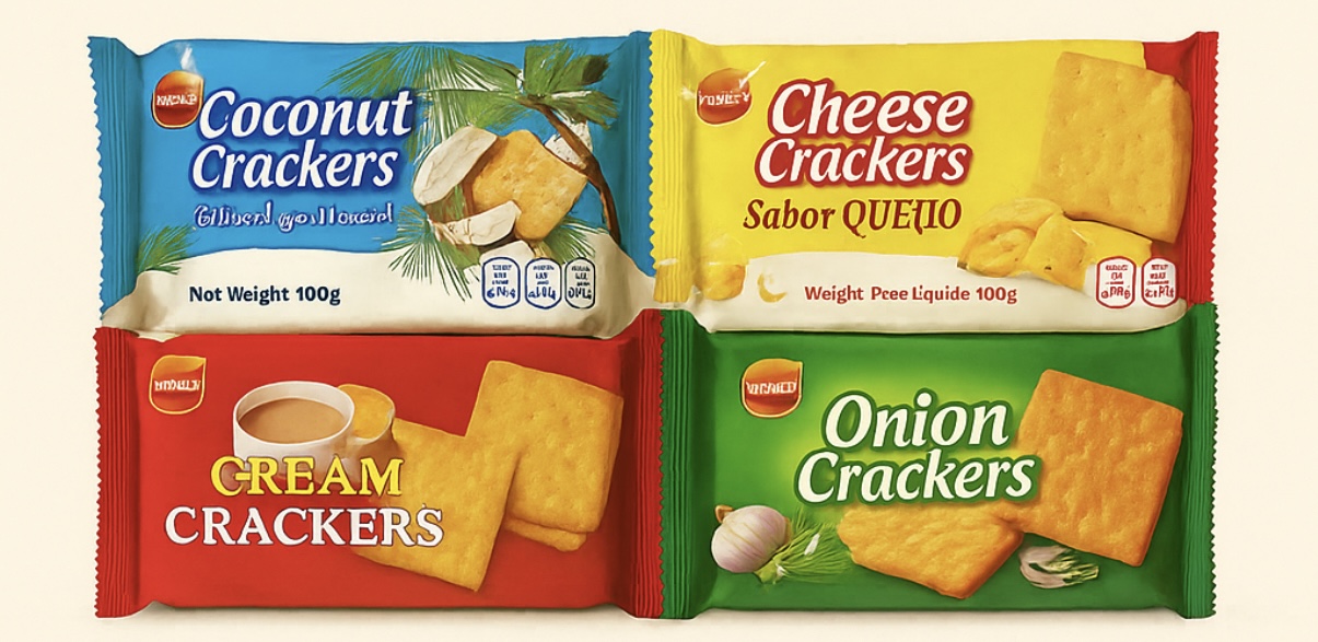 Cream cheese onions and coconut crackers